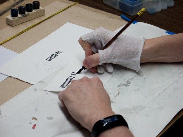 Kevin Williams writes in Textura Quadrata at Popup Studio 2016