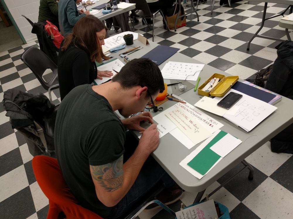 Students creating weathergrams on the last day of class