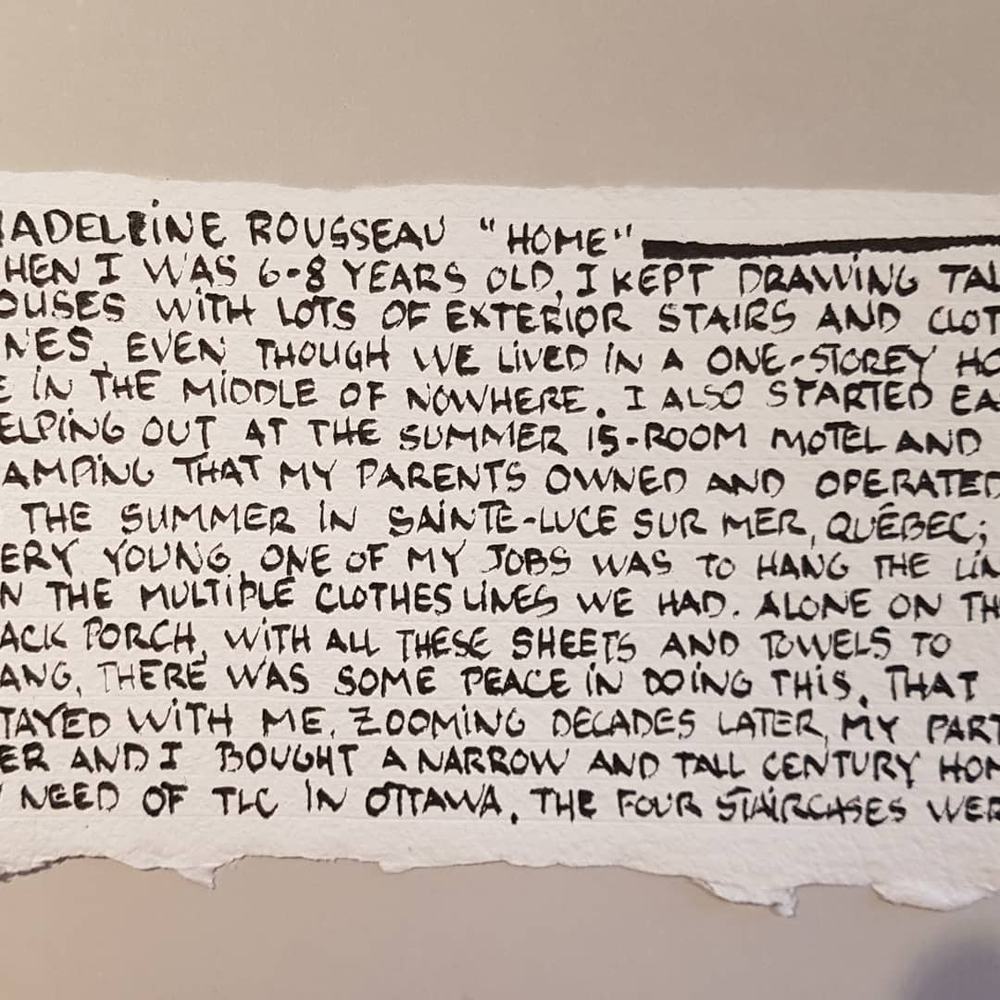 Madeleine RousseauBook binding project that includes some printmaking, calligraphy (sumi ink and folded pen), paste paper making and a book binding technique called secret Belgian binding.
